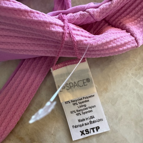 NWOT‎ L*SPACE Chloe Bikini Top Ribbed Tie Waist Adjustable Rosebud Purple - Picture 6 of 7